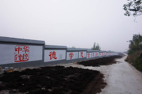 装饰艺术系圆满完成帮扶村文化墙美化工作