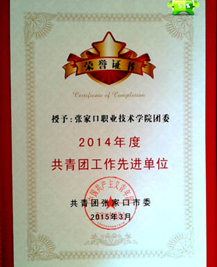 学院团委荣获2014年度共青团工作先进单位荣誉称号