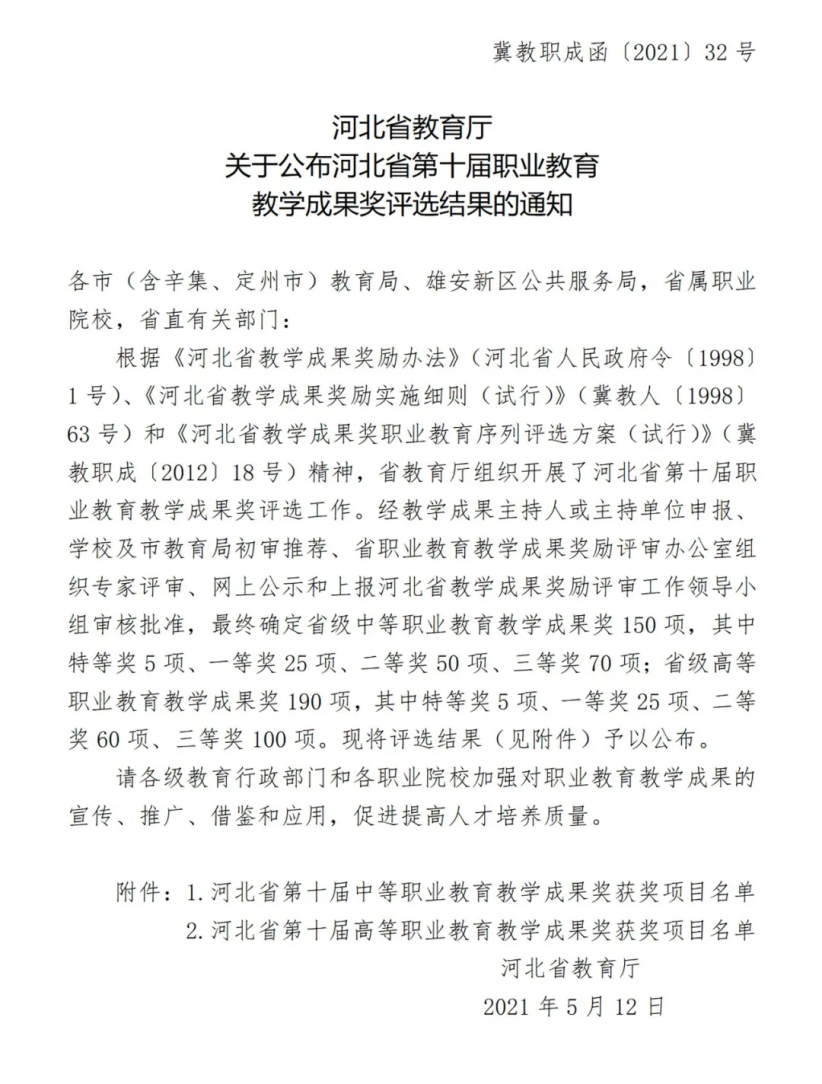 万象城官网土木工程系团队斩获省高等职业教育教学成果三等奖
